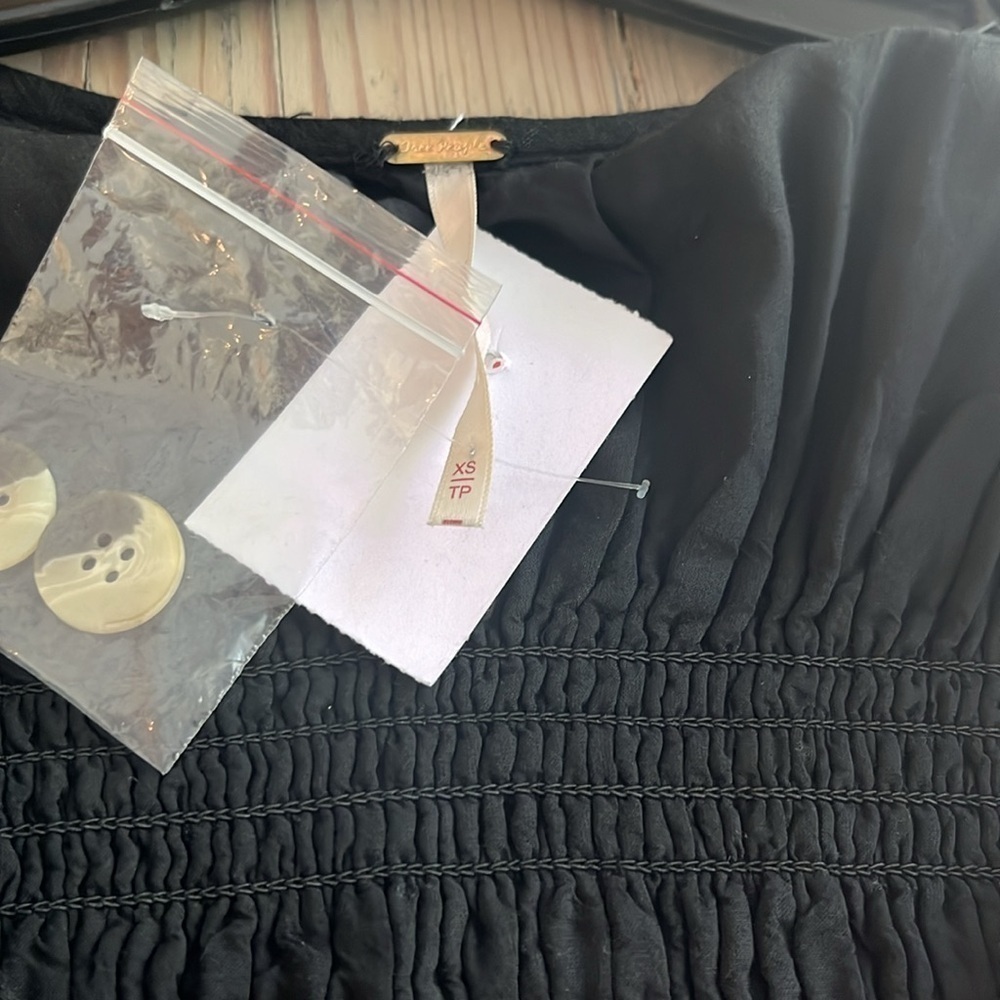 NWT. Free People String of Hearts Smocked Maxi Dress Black XS - Picture 9 of 12